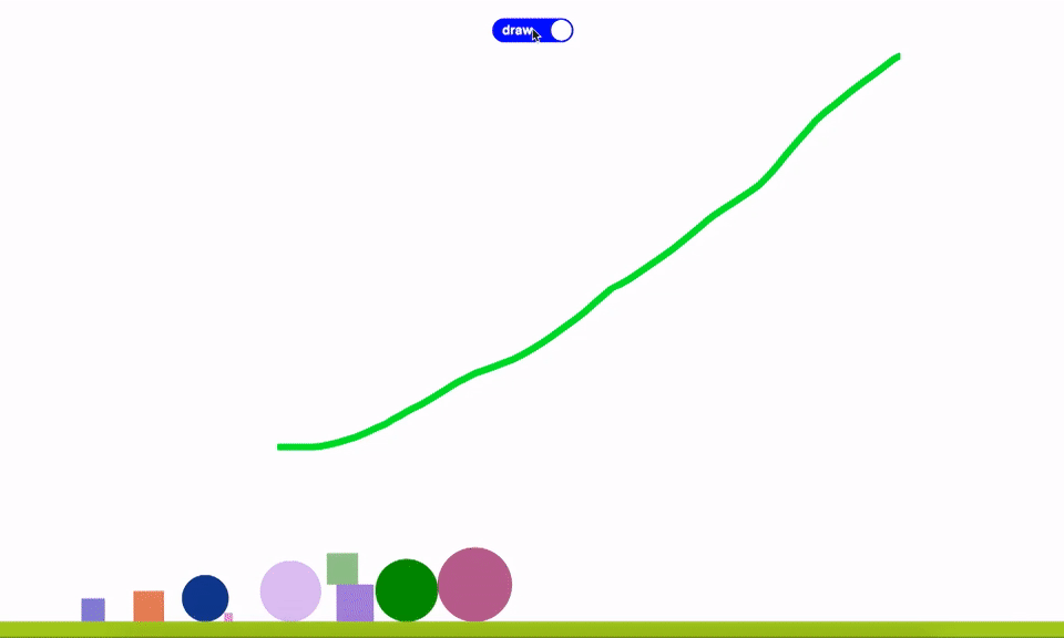 A recording of an example interaction between user drawing and the physics engine